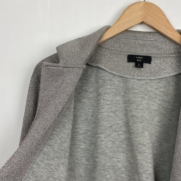 Rare J.Crew S Sophie Open Front Sweater Blazer Silver Metallic - Picture 10 of 12
